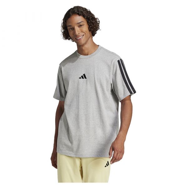 Adidas T-Shirt Essentials 3 Stripes Single Jersey Med Grey Heather / Black L