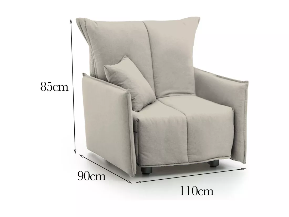 Canapé-lit Dabari, Canapé simple, 100% Made in Italy, Fauteuil de salon avec ouverture trolley, en tissu rembourré, avec accoudoirs standards, 110x90h85 cm, Beige