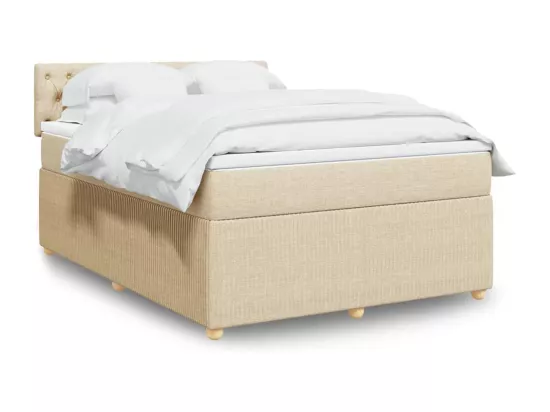 Sommier à lattes de lit avec matelas Crème 160x200 cm Tissu