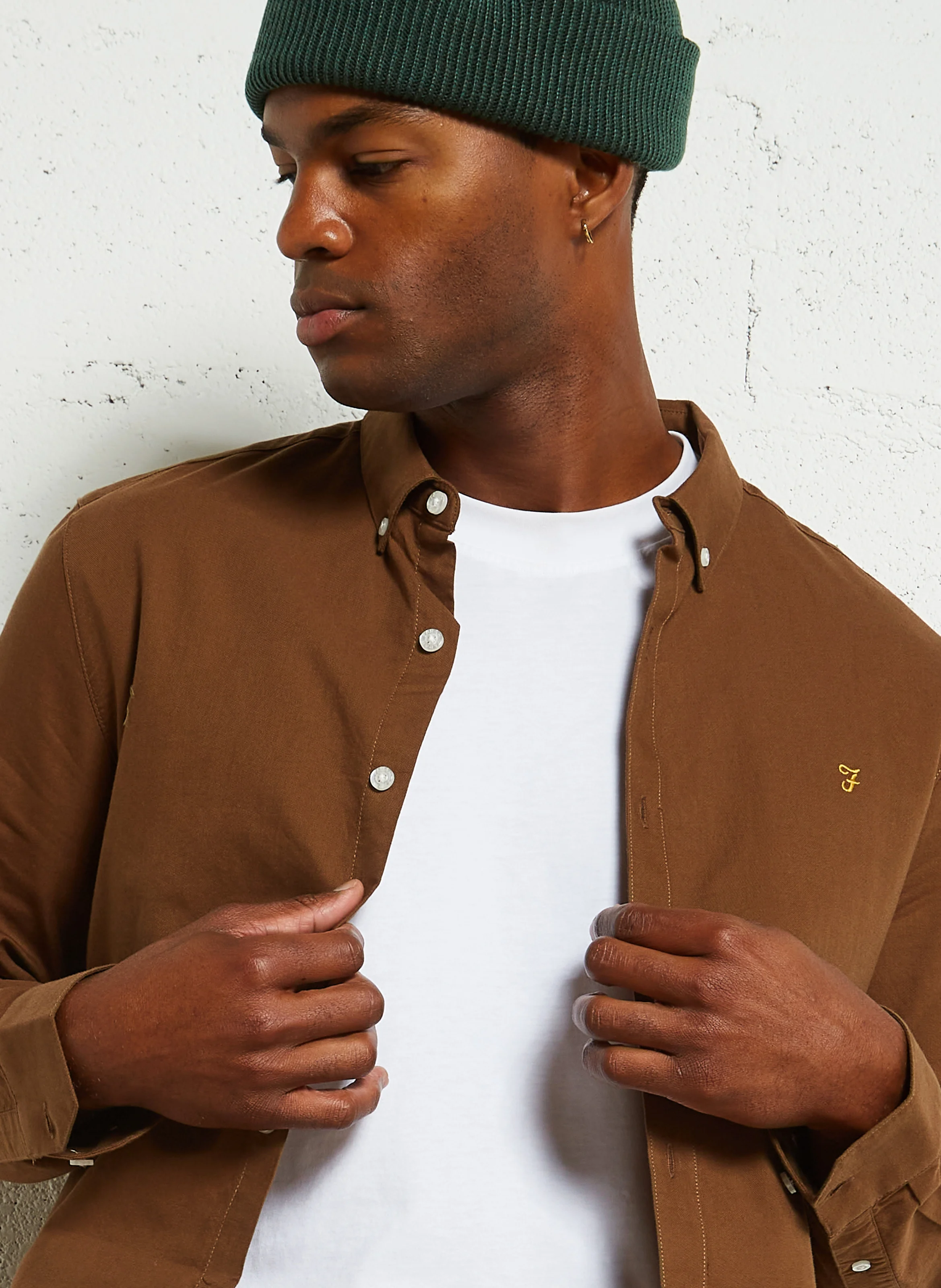 Chemise slim-fit en coton biologique | Marron