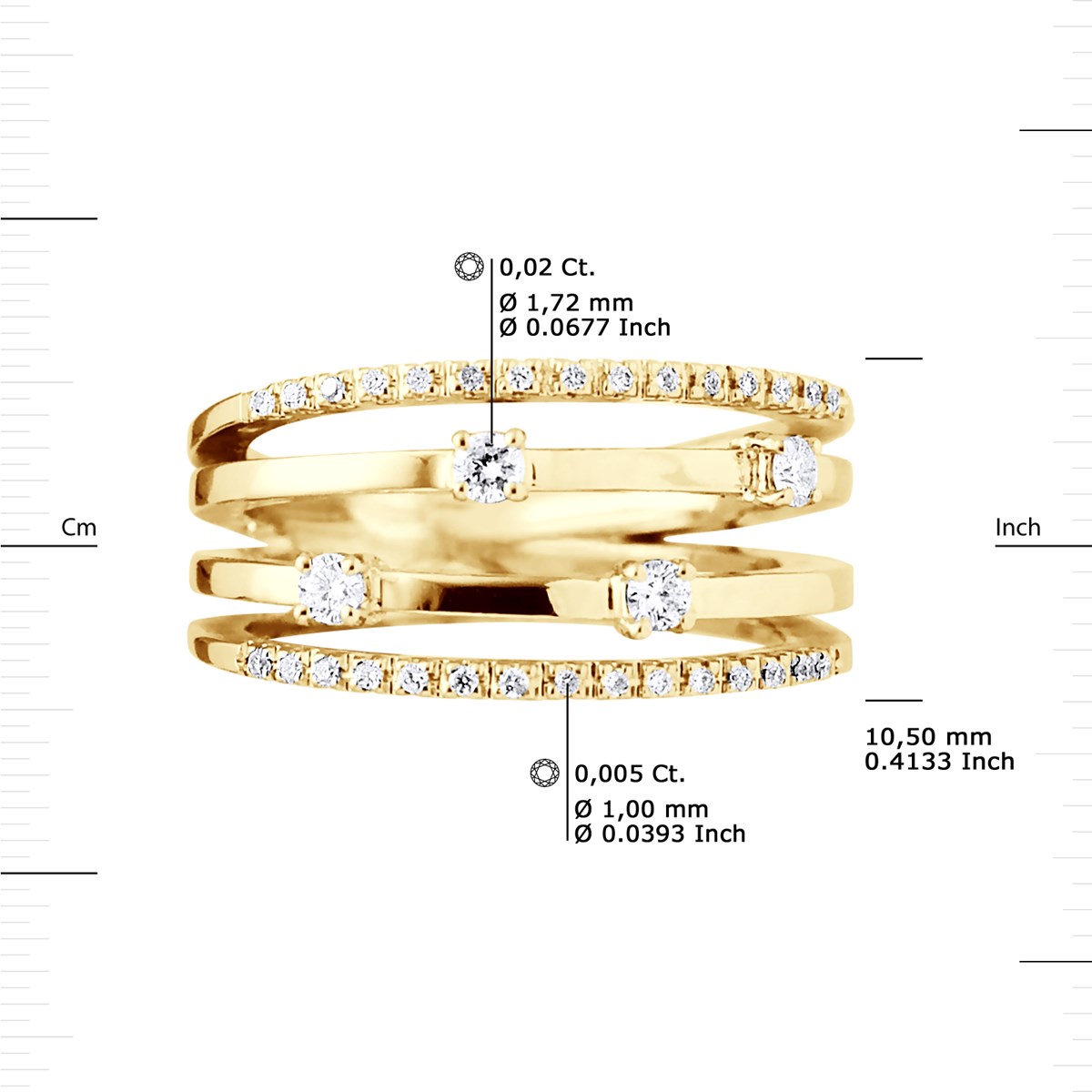 Bague Diamants 0,32 Cts Satellite Joaillerie Or Jaune