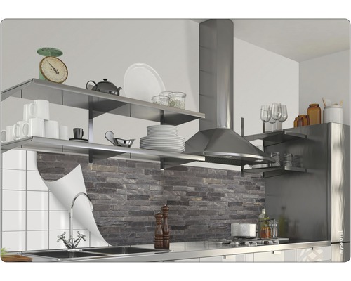 Keukenachterwand mySpotti Splash Black Bricks stenen muur 2200 x 600 mm SP-F1-1247