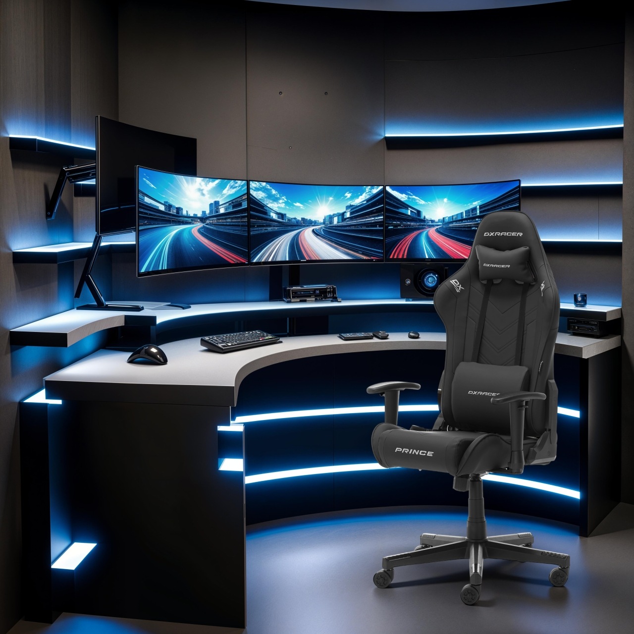 MCA furniture Gaming-Stuhl »DX Racer Prince Gamingchair« (Set) 1 Stk.Gaming,Racing,Design,Lordose,Kissen,Armlehne,drehbar,verstellbar
