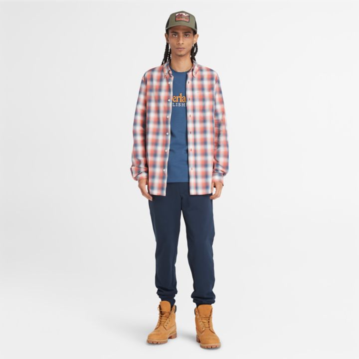 Chemise à carreaux pour homme en orange clair