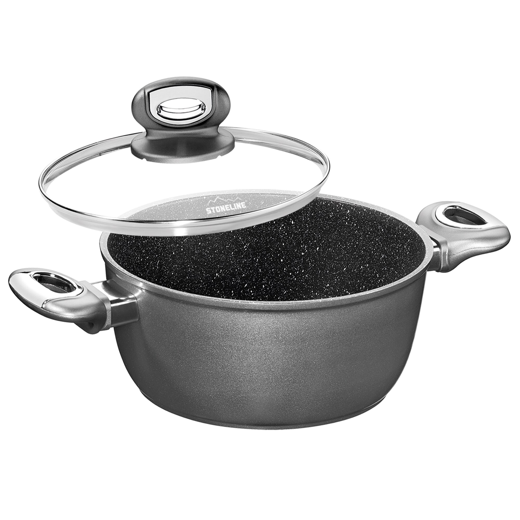 STONELINE® Gourmundo Kochtopf 20cm, mit Glasdeckel, Made in Germany