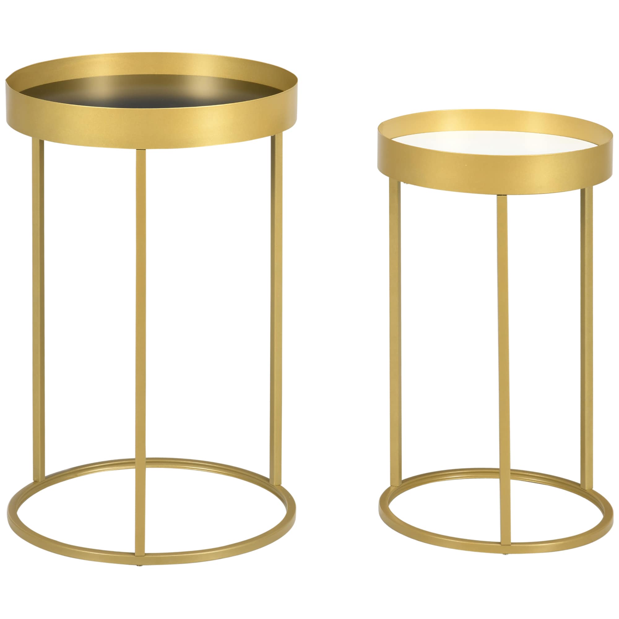 HOMCOM Couchtisch-Set mit erhöhtem Rand gold 39L x 39B x 63H cm
