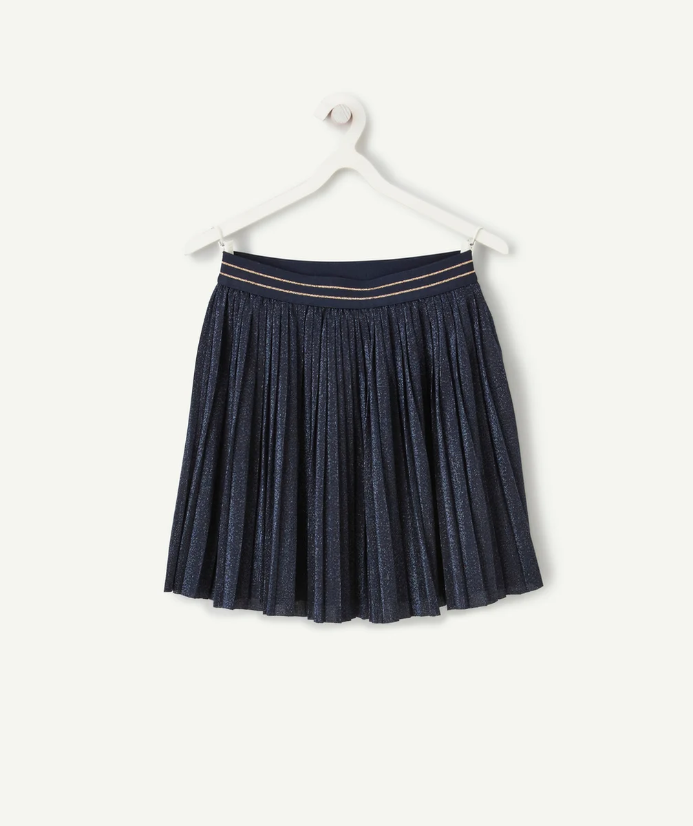 JUPE PLISSÉE FILLE BLEUE AVEC DÉTAILS PAILLETÉS