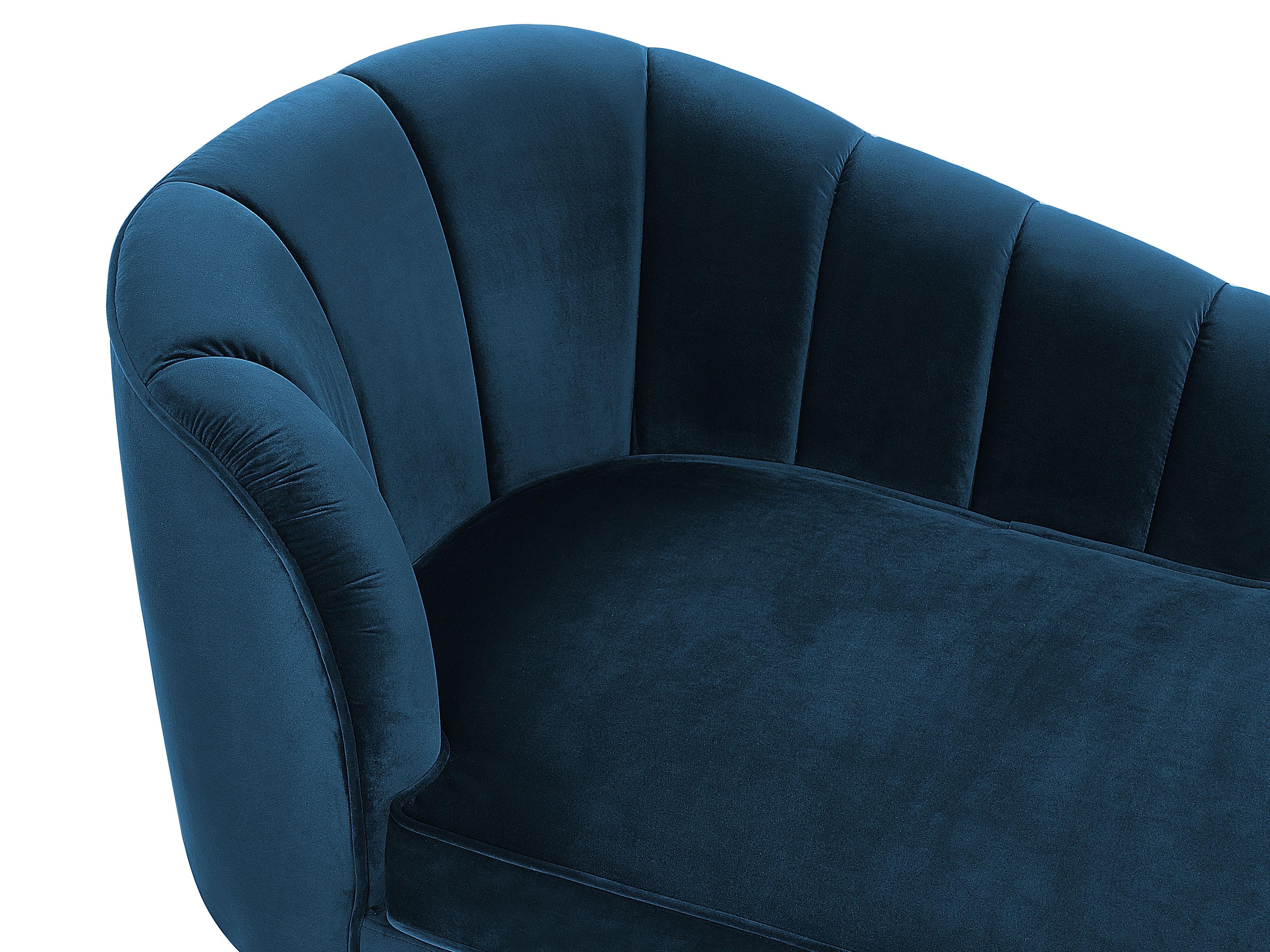 Linkszijdige chaise longue ALLIER Fluweel Marineblauw