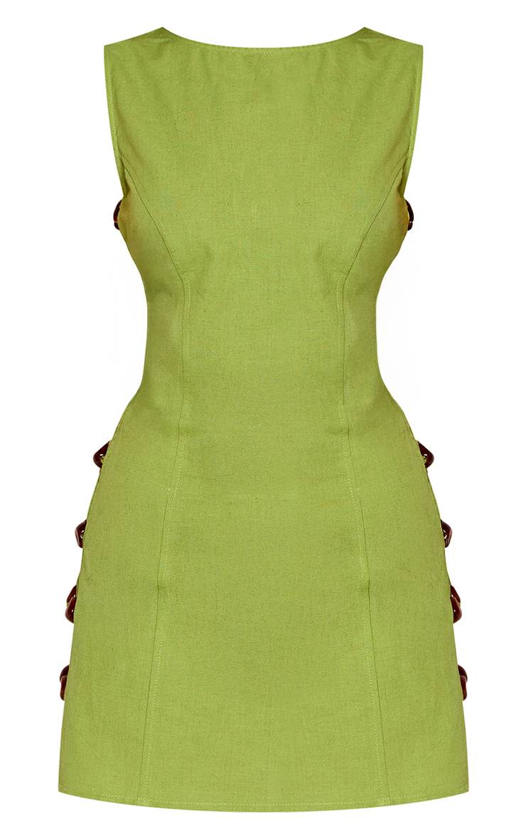Vert Robe Moulante À Détail Perlé Latéral Effet Lin
