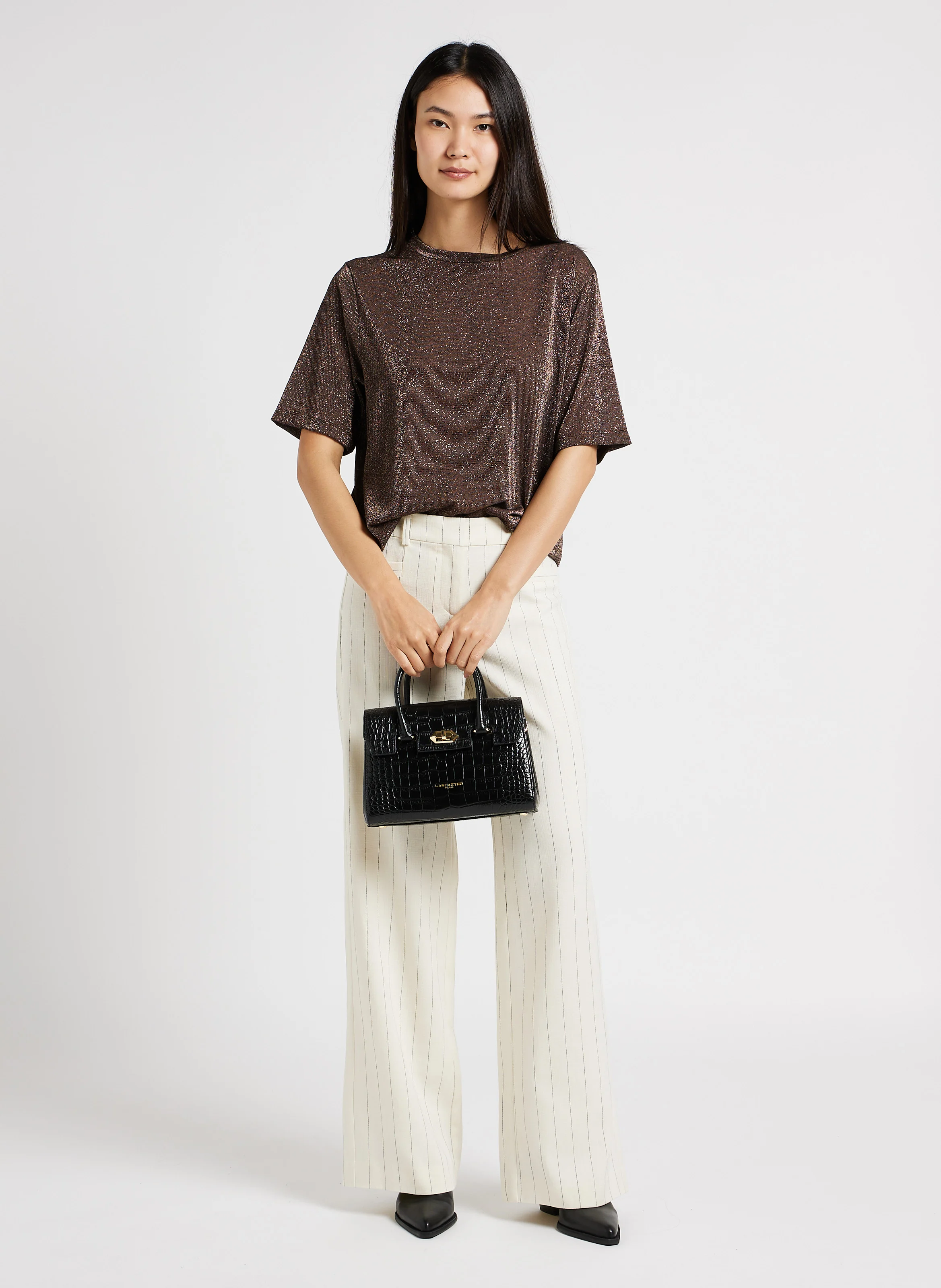 EXO - Sac cabas en cuir embossé croco | Noir