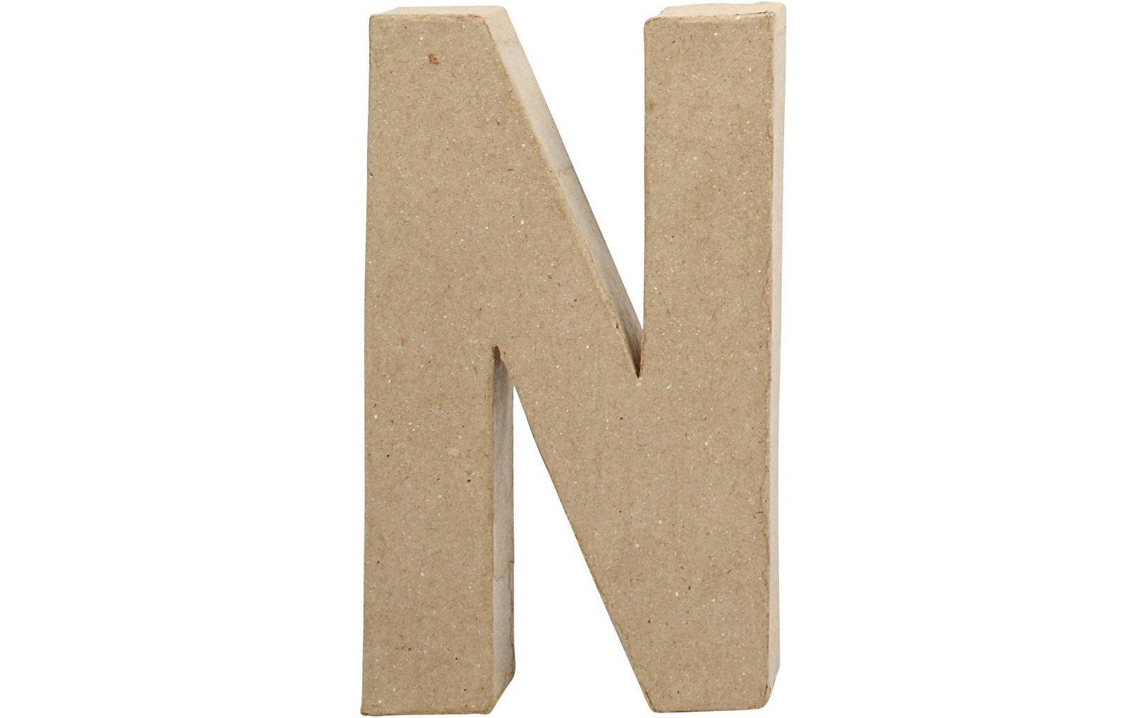 Papp-Buchstabe N 20.2 cmHandgearbeiteter Buchstabe aus Pappmaché
