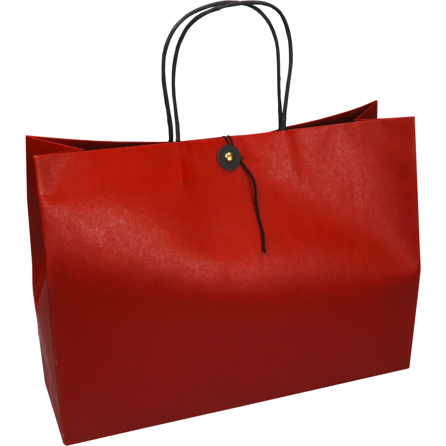 Tas, Papier, gedraaid papieren koord, japanse sluiting, 32.5x 10x24cm, draagtas, rood