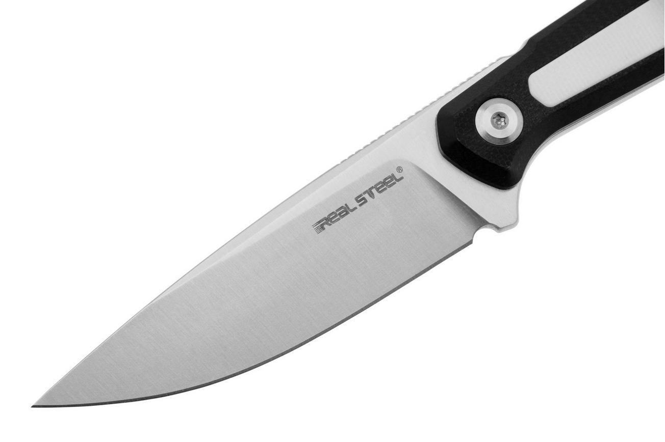 Real Steel Dex 3501BW Böhler K110, Black White G10, vaststaand mes, Ostap Hel design