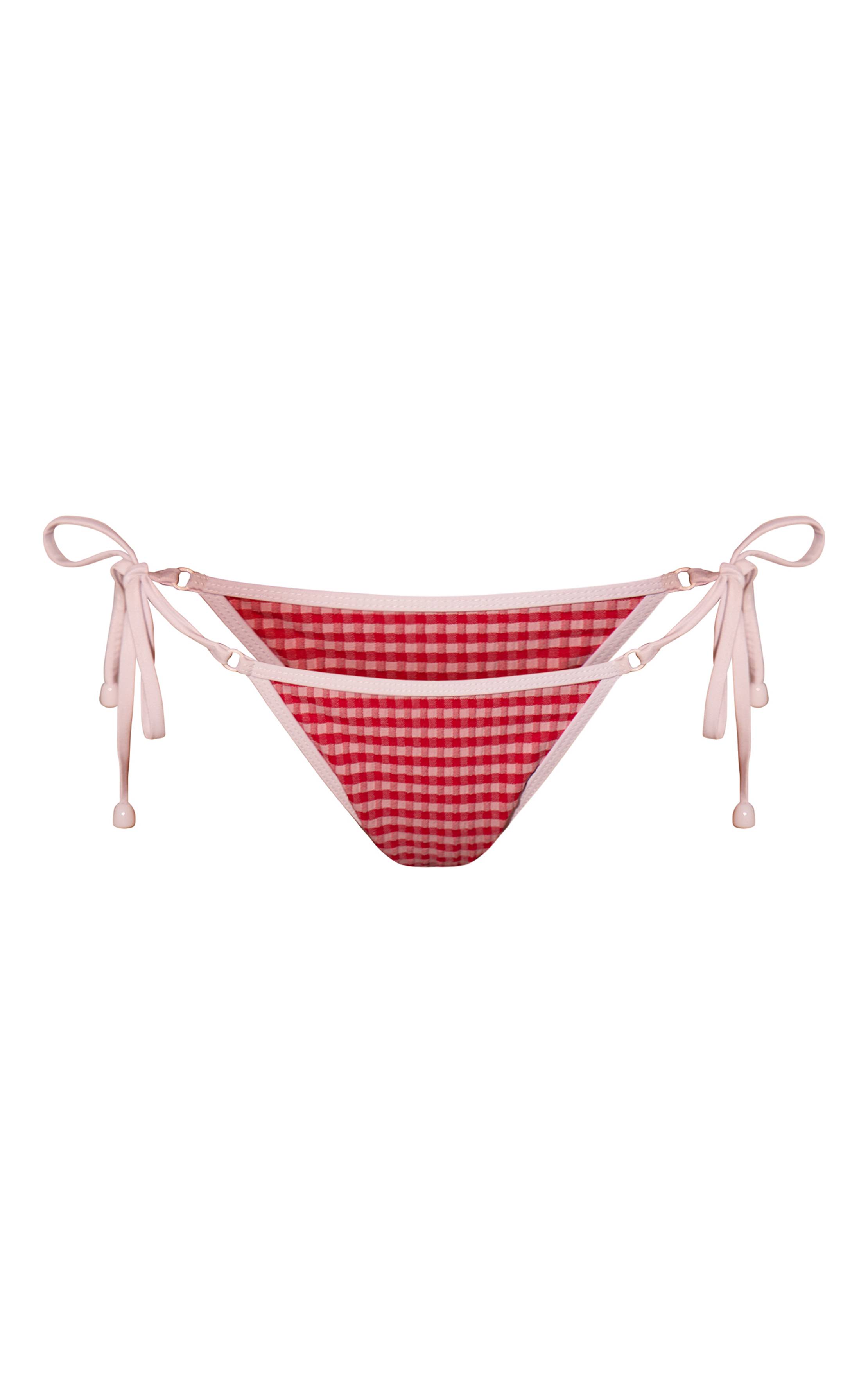 Rouge Bas De Bikini Vichy À Nouer Sur Les Côtés