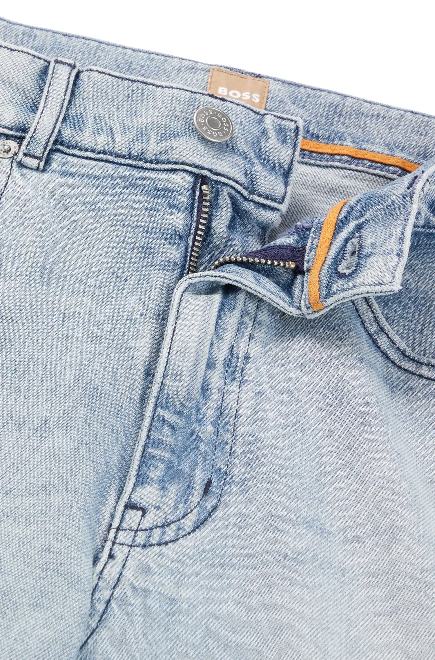 Calça jeans BOSS laranja de cintura média em denim stretch azul-acinzentado