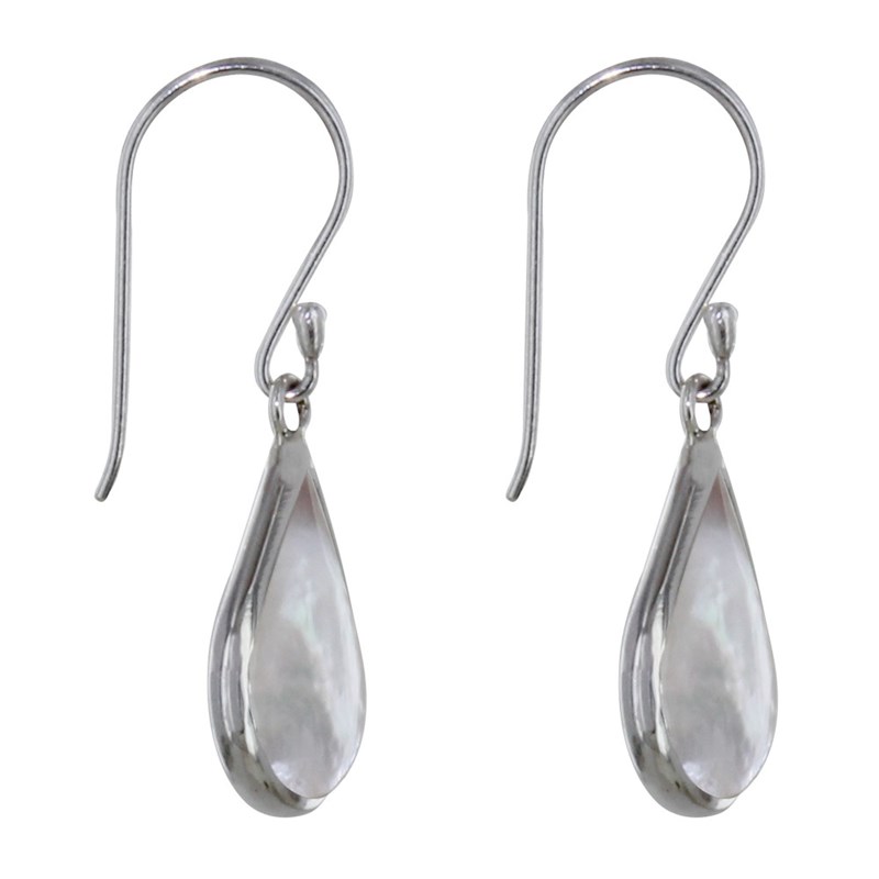Boucles d'Oreilles Argent Petite Goutte Nacre Ivoire
