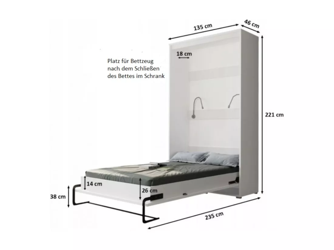 Lit escamotable home verticale 120x200 (blanc+old style)