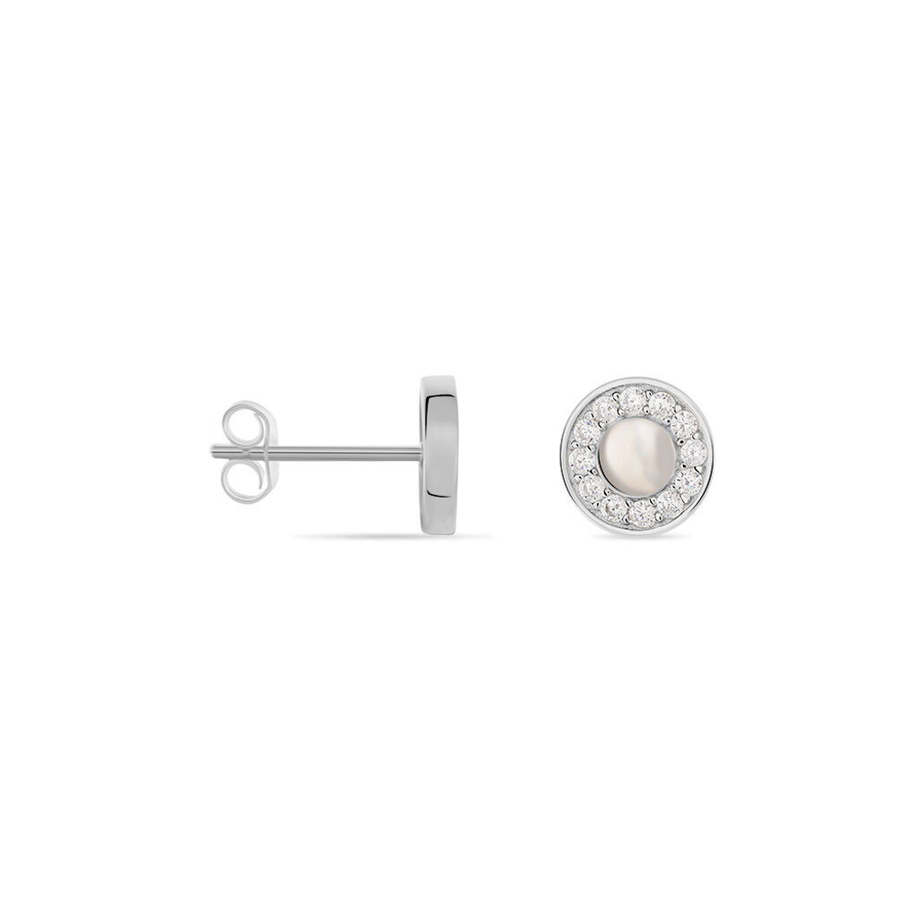 Boucles D'oreilles Puces Amory Argent Blanc Oxyde De Zirconium