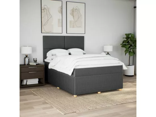 Sommier à lattes de lit avec matelas Gris foncé 140x190cm Tissu