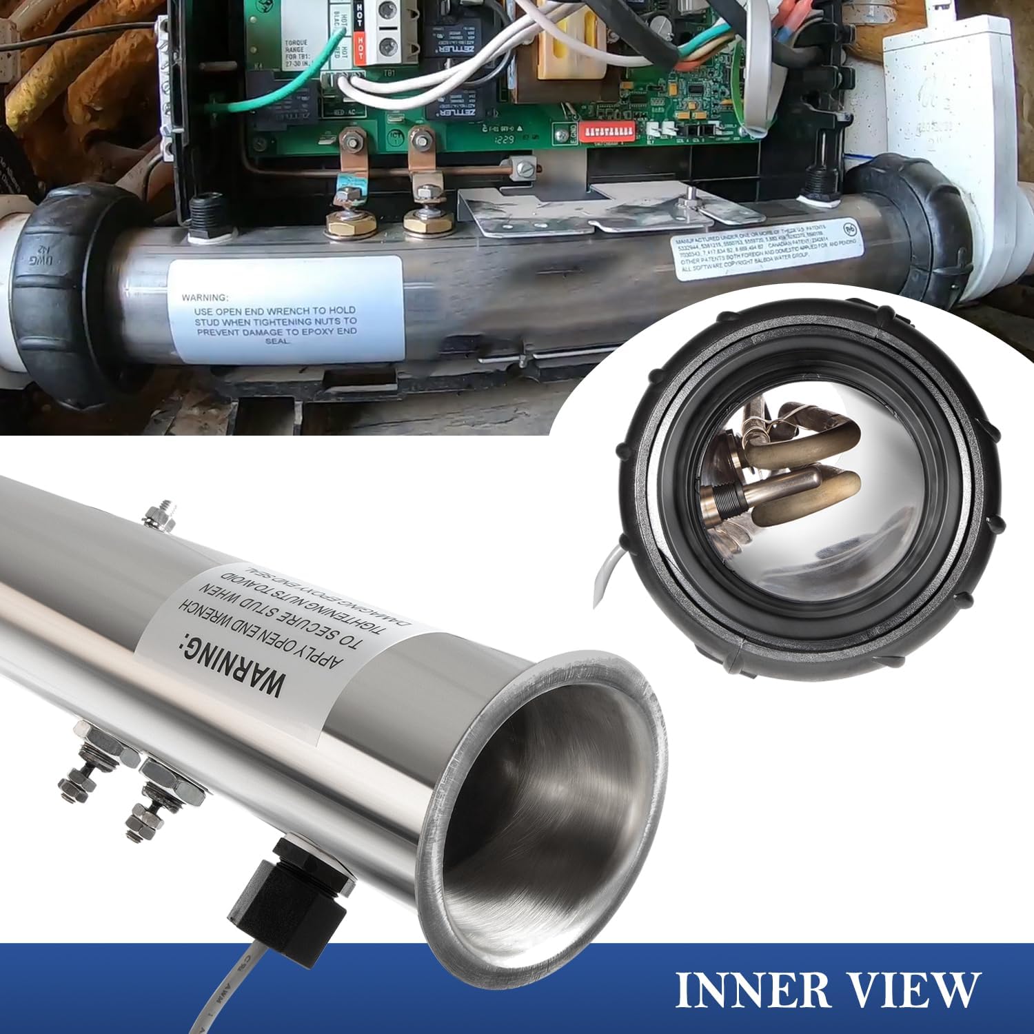 Bonbo 58083 Heizungseinheit Ersatz für Balboa 25-175-1010 M7 VS 5,5 kW, 220 V Spa-Heizung, Montage Whirlpool-Heizelement mit Doppelsensoren, Alternative zu # 26-58083-7S-KS, 26-0807-7S-KS usw