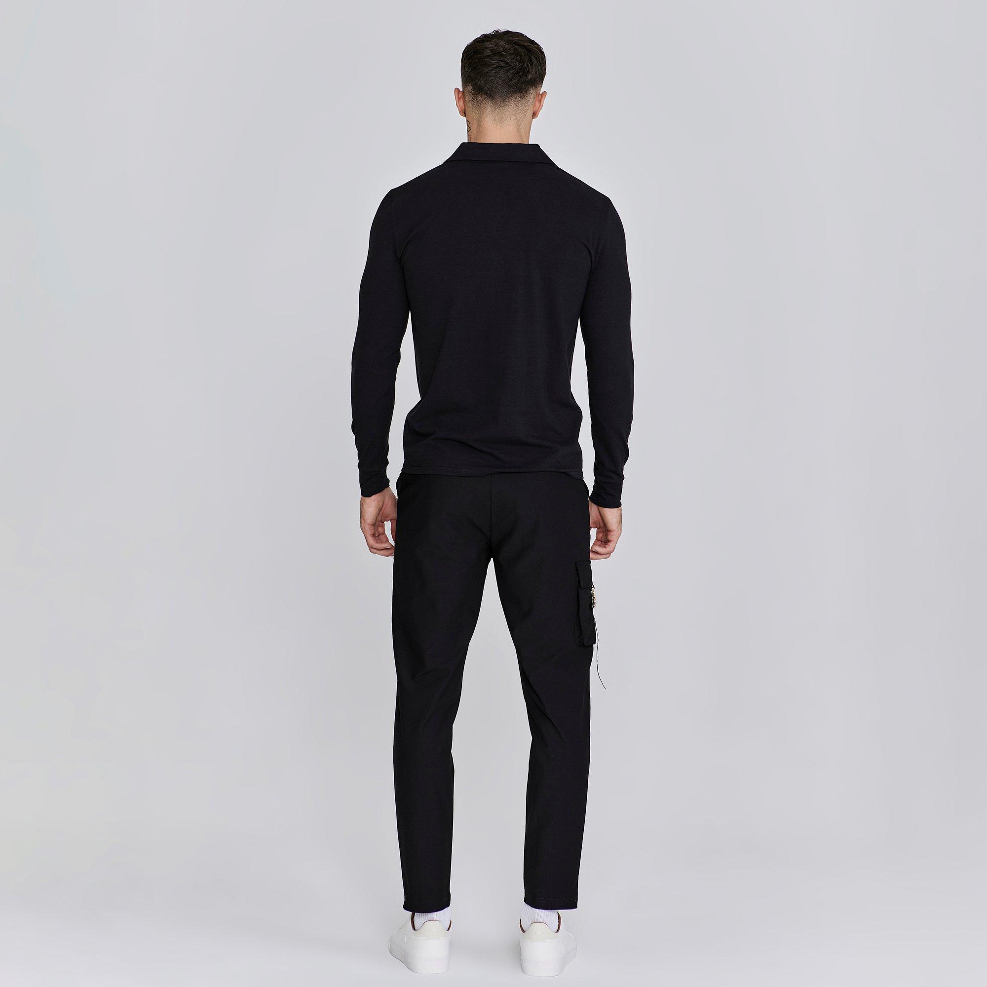 SikSilk Long Sleeve Polo Shirt Mens