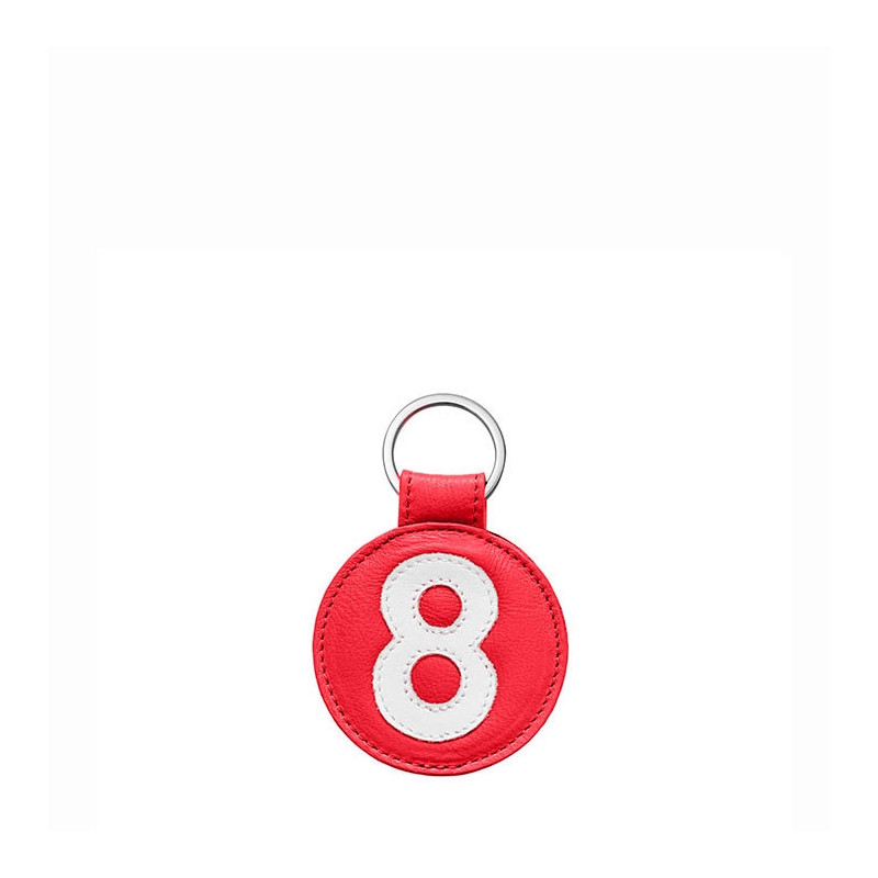Porte-clés Numéro 8 en cuir recyclé Rouge