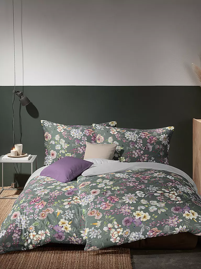 FLEURESSE Satin Bettwäsche BED ART 70x90cm/140x220cm Evergreen dunkelgrün