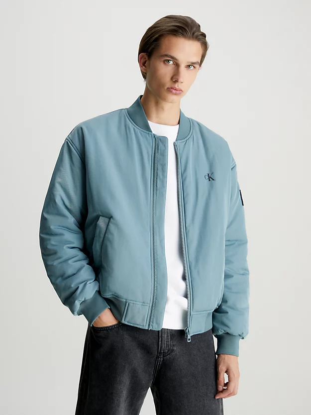 Jaqueta bomber de nylon com modelagem relaxada
