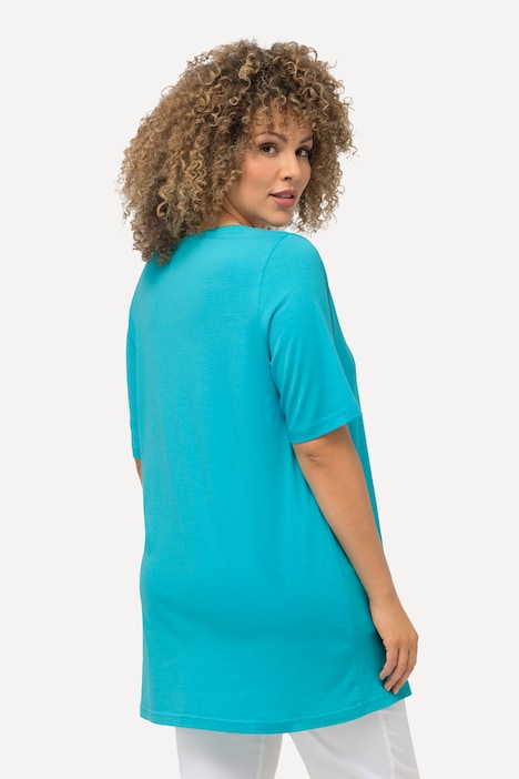 T-Shirt, Zierfalten, A-Linie, Rundhals, Halbarm, Modal