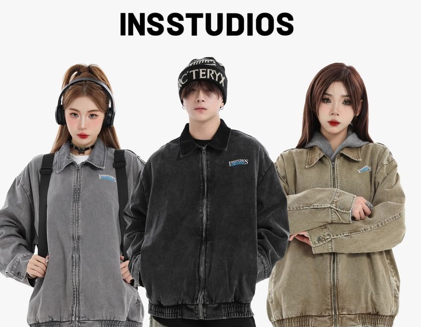 INStudio - Denim jack met kraag en rits