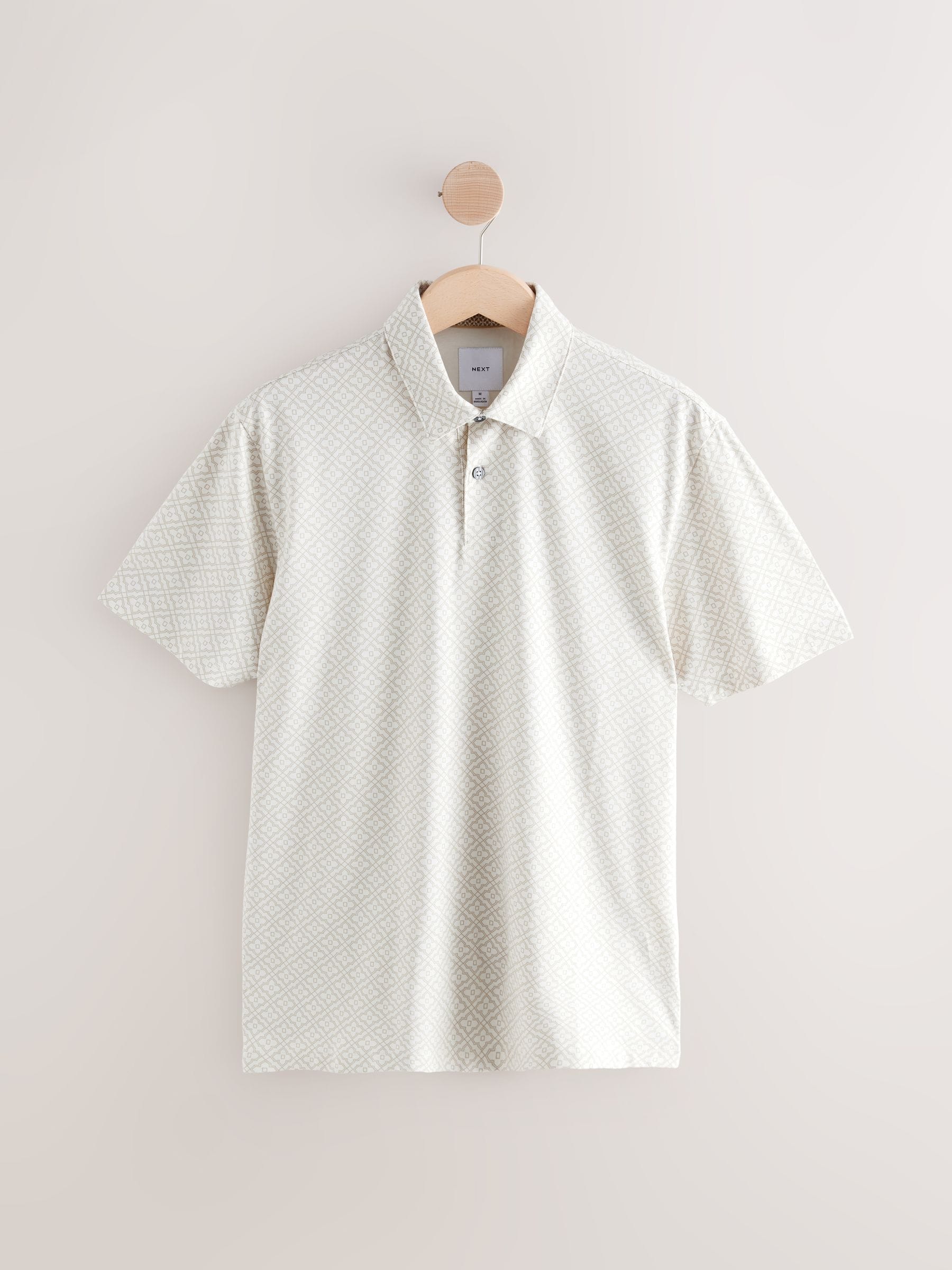 Ecru Geo - Poloshirt met korte mouwen en print