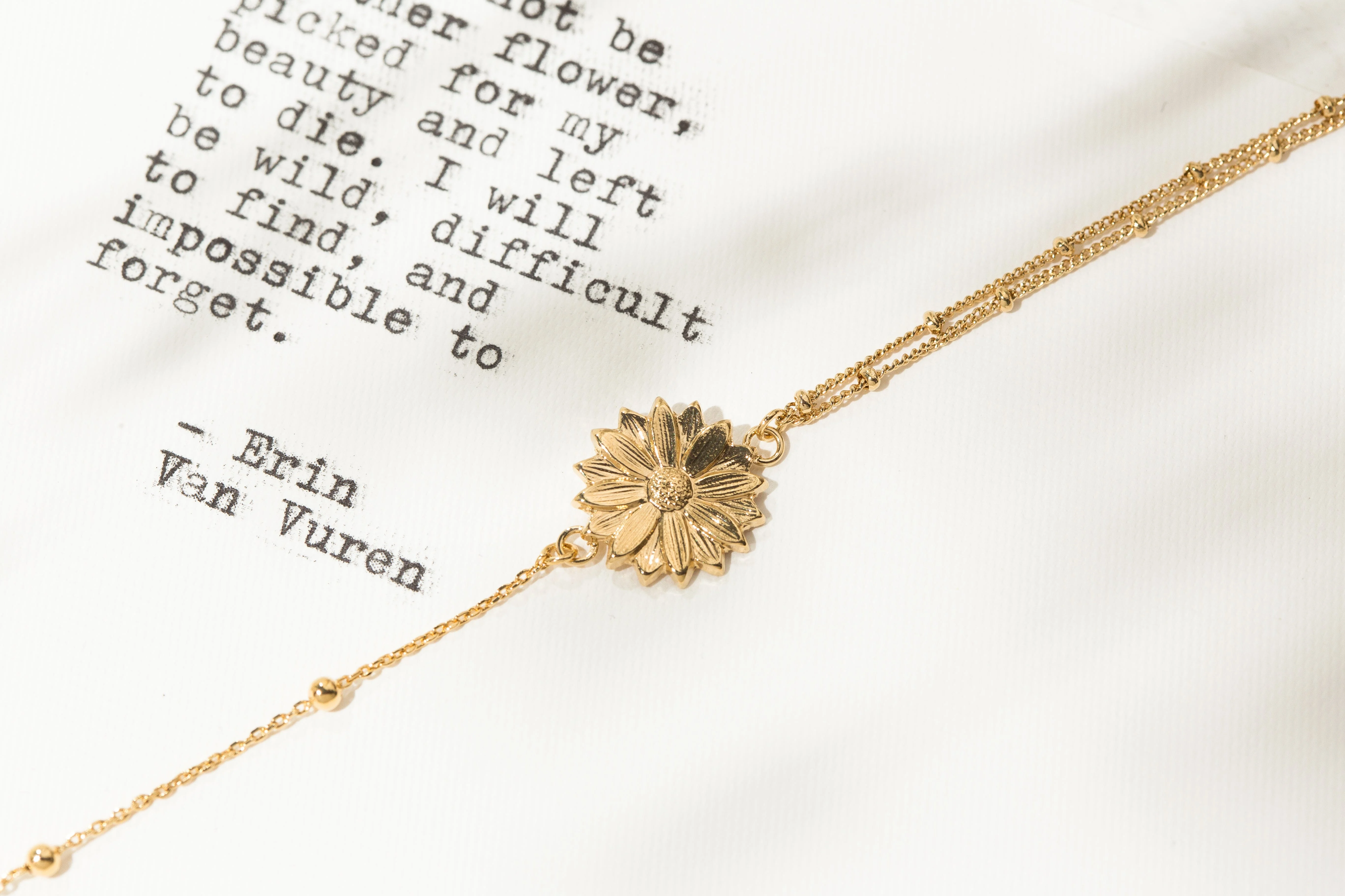 MAÏA - Bracelet fleur plaqué argent | Doré
