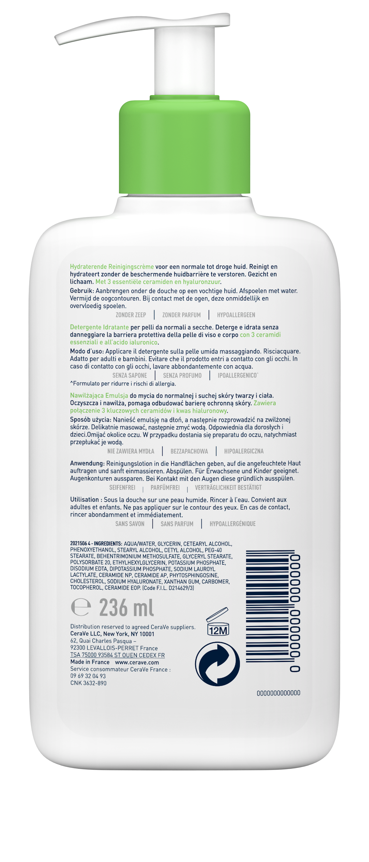 CERAVE Feuchtigkeitsspendende Reinigungslotion Lot Reinigungslot Disp 236 ml