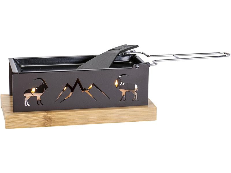 Kadastar Teelicht-Raclette Steinbock Anthrazit/Hellbraun Kerzenraclette im Steinbock-Design