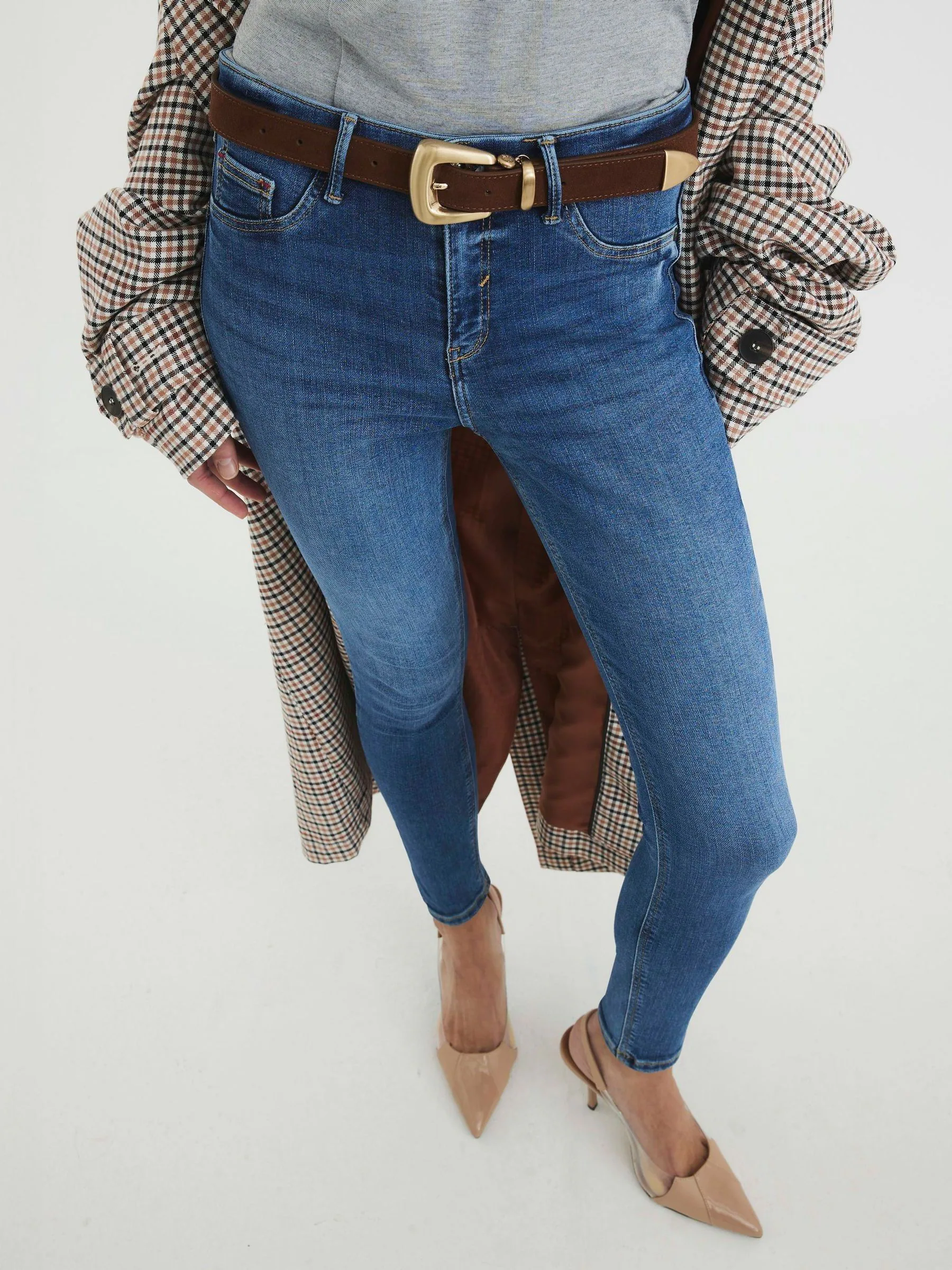 Donkerblauw - River Island - Billenvormgevende skinny jeans met halfhoge taille