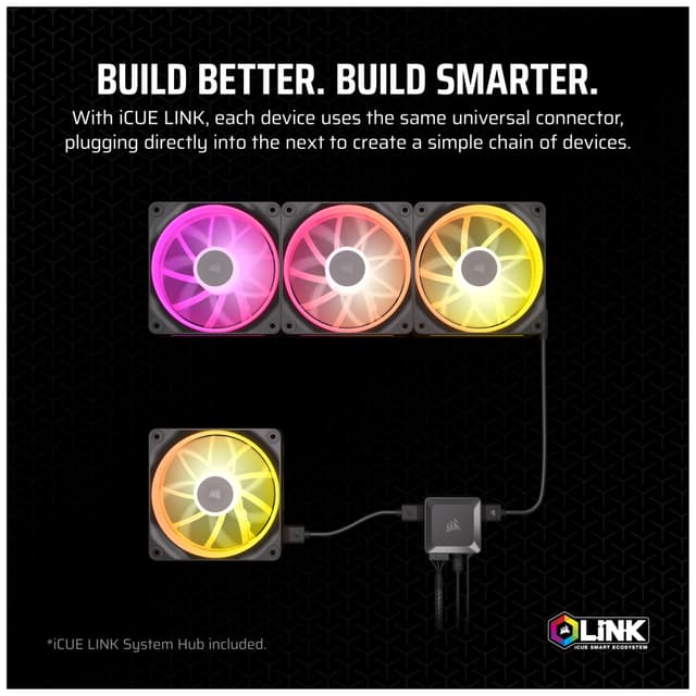 Corsair iCUE LINK LX120 RGB 120mm PWM-blæser startsæt (3-pakke)