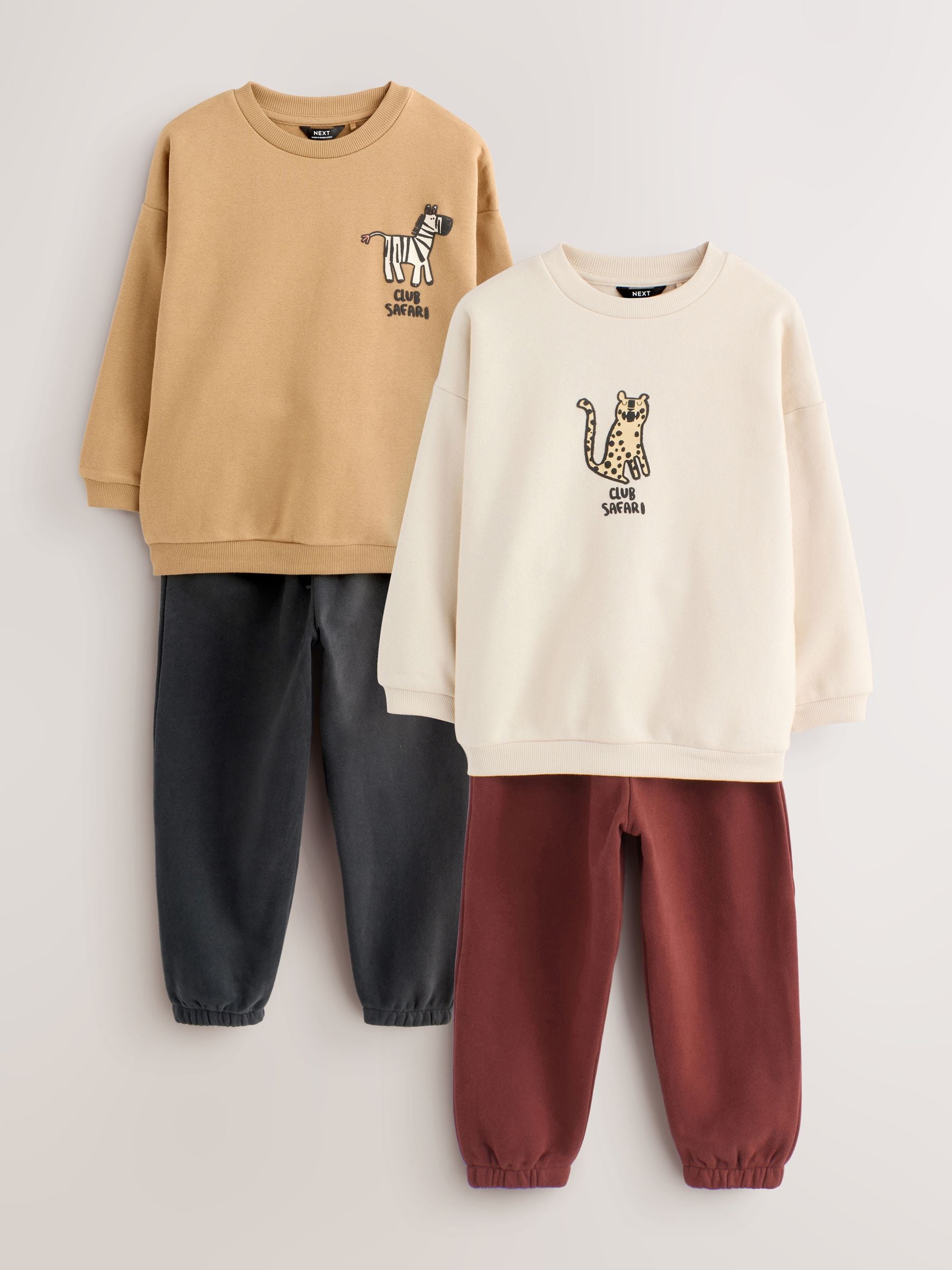 Lichtbruin/Ecru/Antracietgrijs - Set met sweatshirt en joggingbroek (3mnd -7jr)