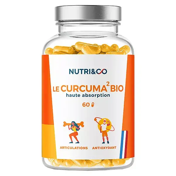 Nutri&Co Cúrcuma Orgânica de Alta Absorção para Articulações - 60 Cápsulas Veganas