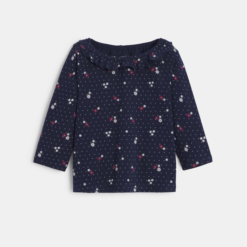 T-shirt fleuri bleu marine bébé fille Bleu