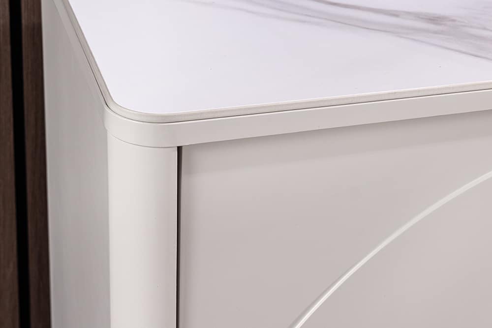 Design Sideboard SAVOY 150cm kaschmir weiß Marmor Keramik mit sechs Schubladen