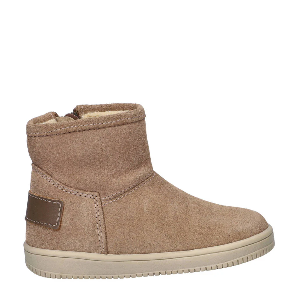 Nelson Kids gevoerde suède enkelboots beige