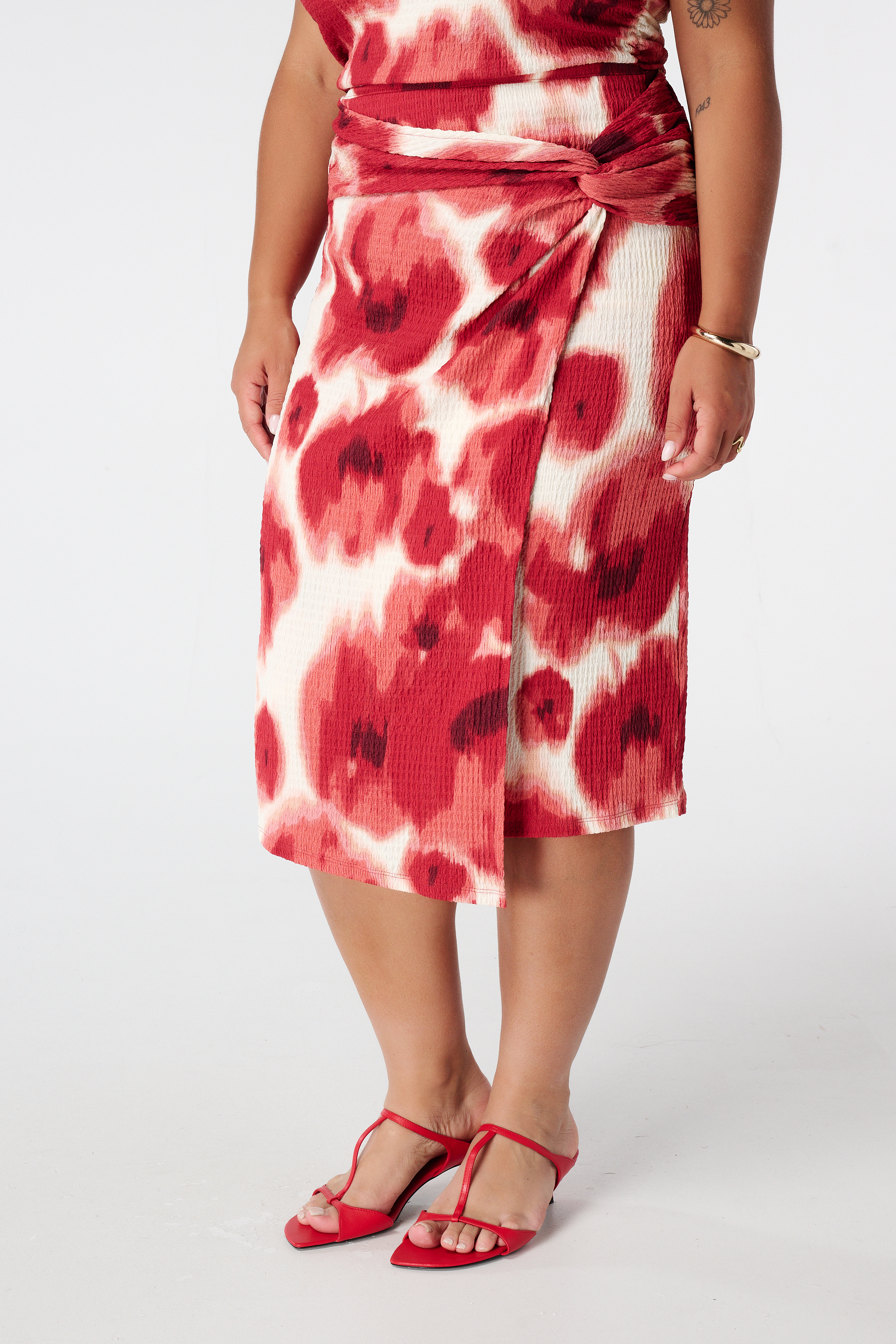 Wikkelrok met print Multi Red
