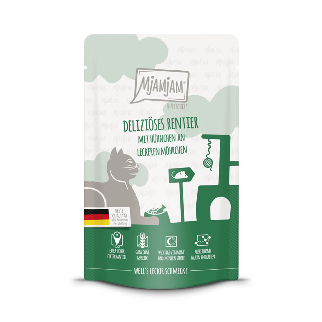 Quetschie deliziöses Rentier mit Hühnchen an leckeren Möhrchen