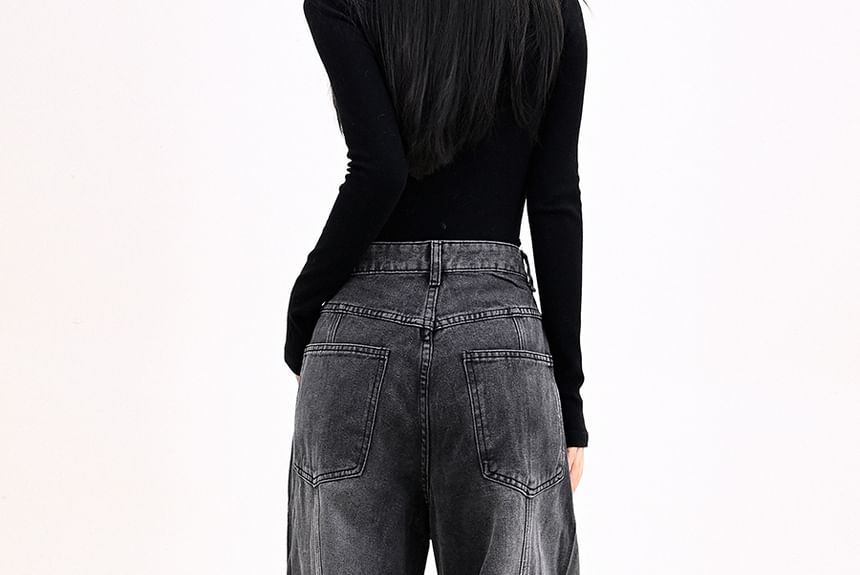 Moon City - High Waist Washed Wide Leg Jeans