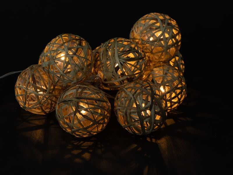 COCON Lichterkette Stroh-Rattan, 175 cm Dekorative Beleuchtung