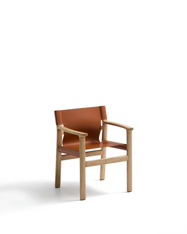Kave Home Jan eetkamerstoel walnoot, donkerbruin gerecycled leer