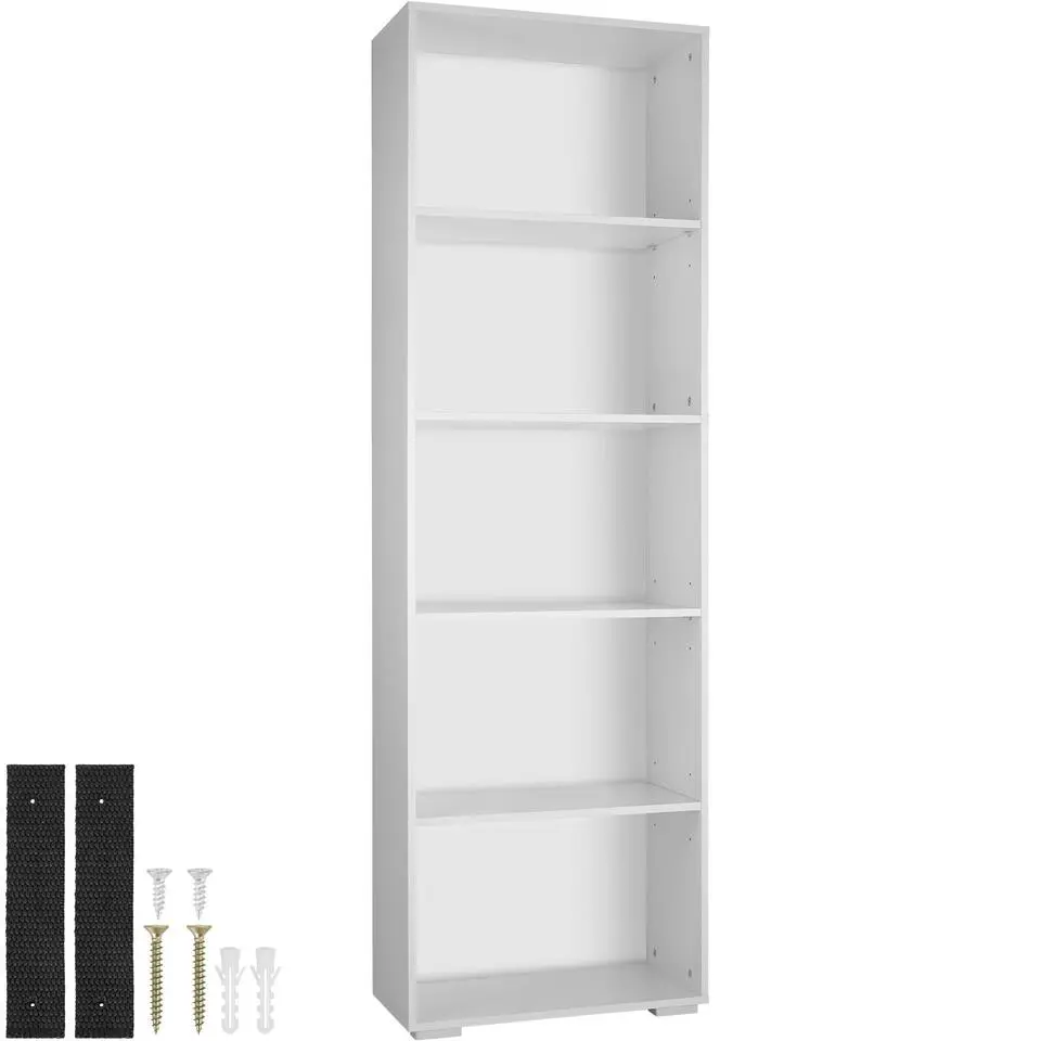 tectake Boekenrek Lexi 5 vakken 60x30x190cm, Wit