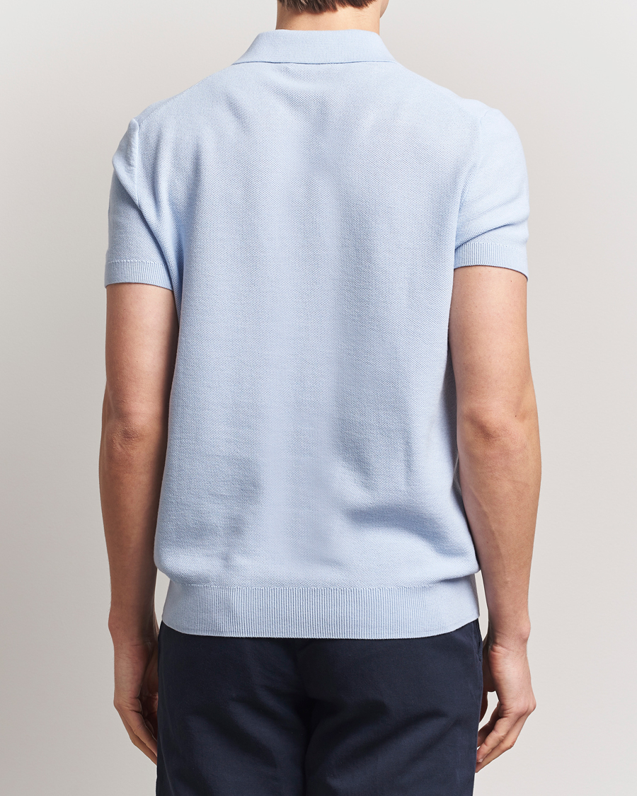 Morris Walter Knitted Polo Light Blue