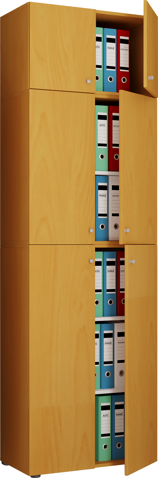 Büroschrank LONA XXL - Buche - mit Drehtüren und Aufsatz - 223 cm hoch