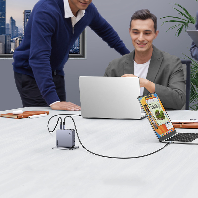 (160W) 3x USB C / USB A GaN Ladegerät Netzteil PD / QC (25877) - Grau